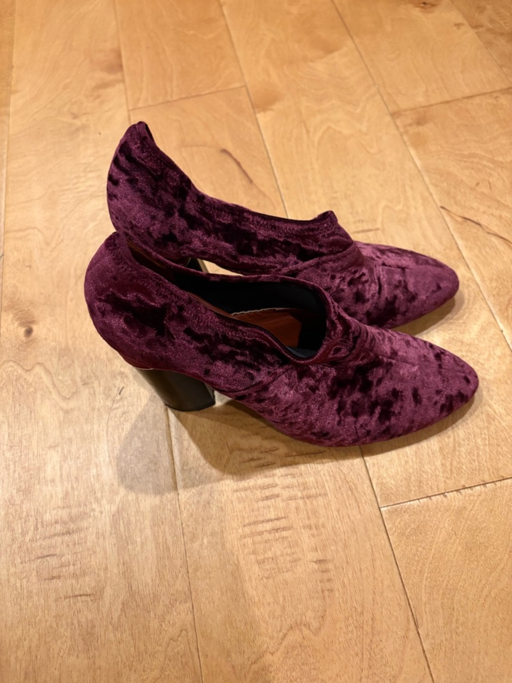 3.1 Phillip Lim Kyoto ankle booties crushed burgundy velvet high heel sz 41 10 - Picture 3 of 11